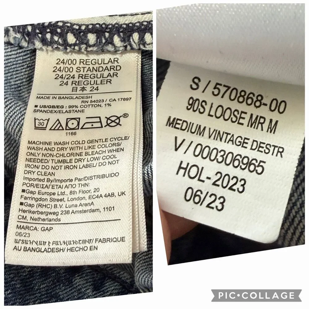 GAP '90s Loose Mid Rise Distressed Ripped Raw Hem Jeans Light Wash Women's 24 00